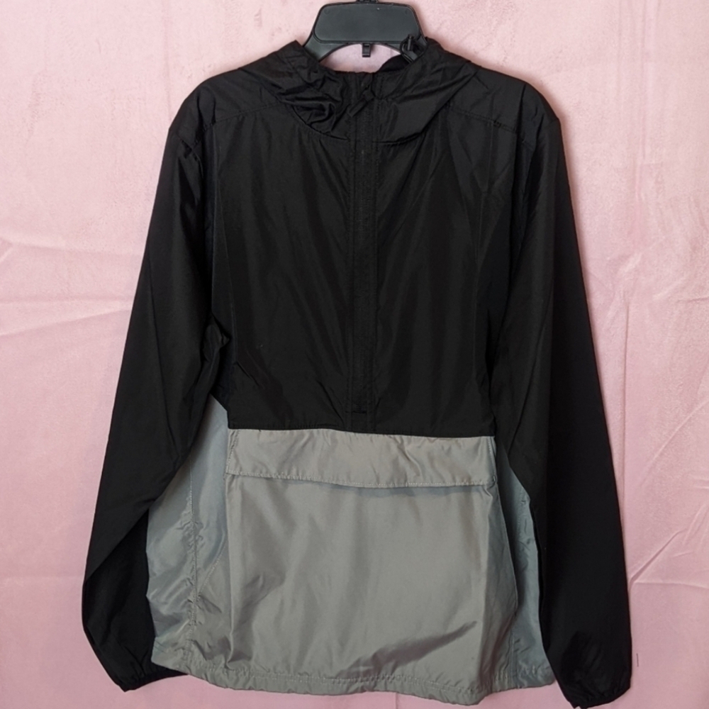 Holloway Black and Gray Hooded Windbreaker Jacket size Small